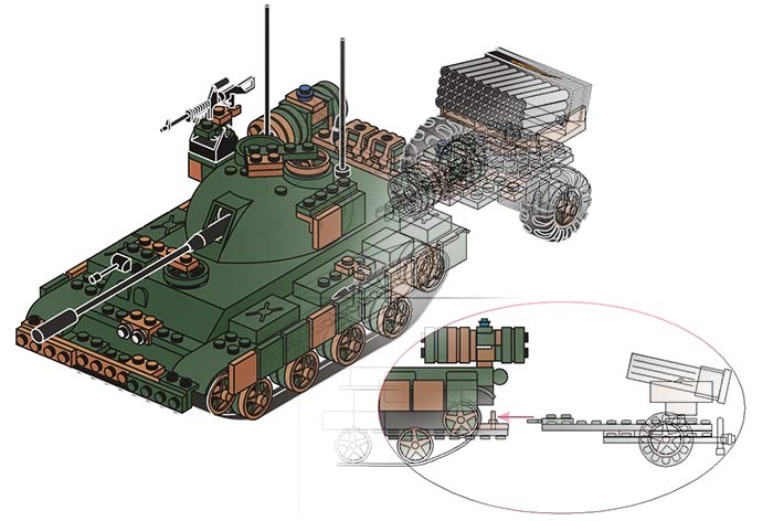 pojazd militarny czołg z klocków