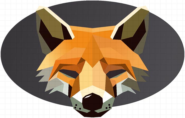 rysunek głowy lisa low-poly